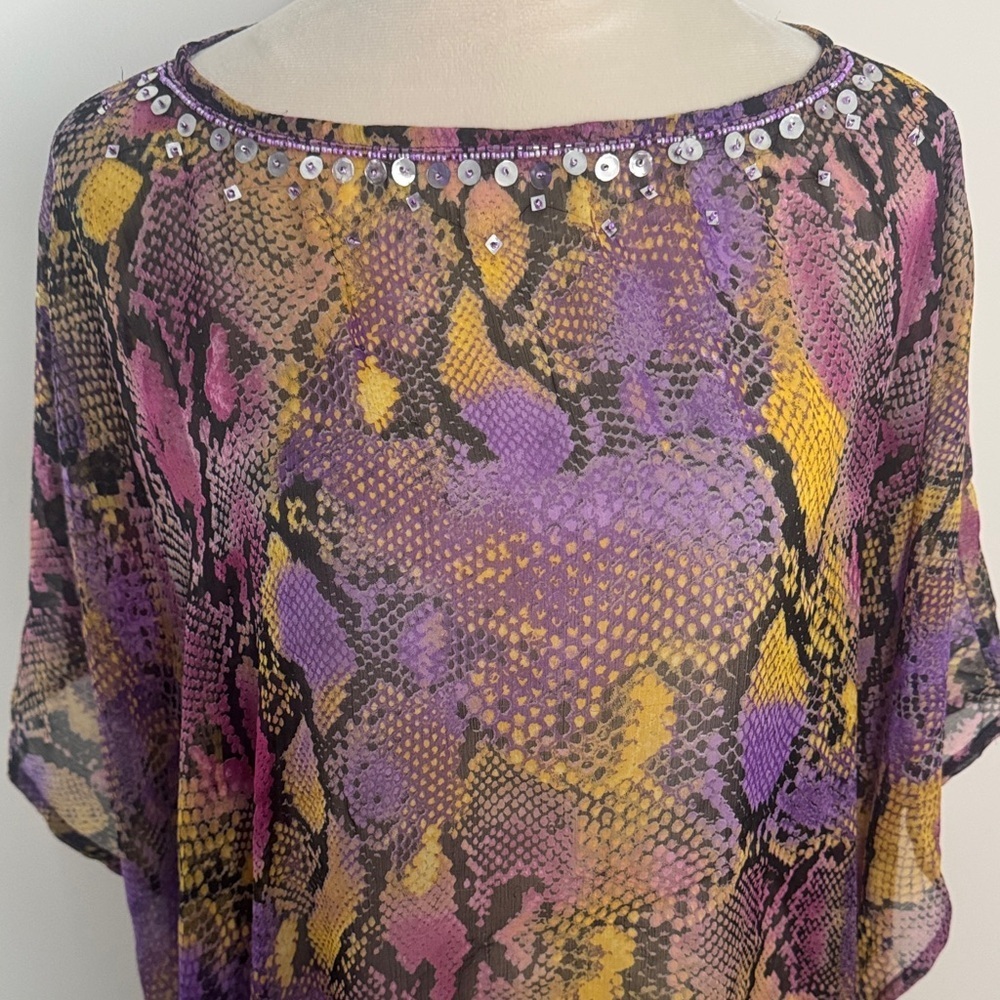 Vibrant Snake Print Swim Cover-Up with Sequins - Picture 2 of 6